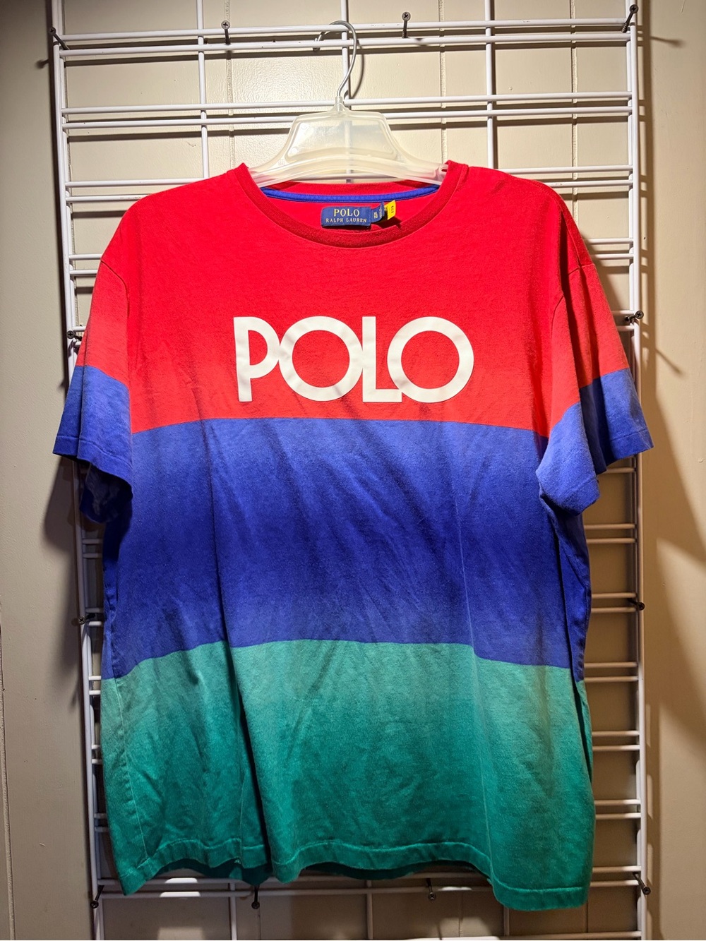 Ralph Lauren POLO Red Blue Green Colorblock Logo Tee